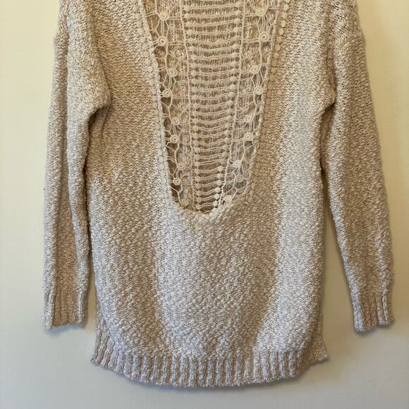 NWT Illa Illa M off-white long sleeve pullover sweater knit sheer lace cabincore - Picture 7 of 7